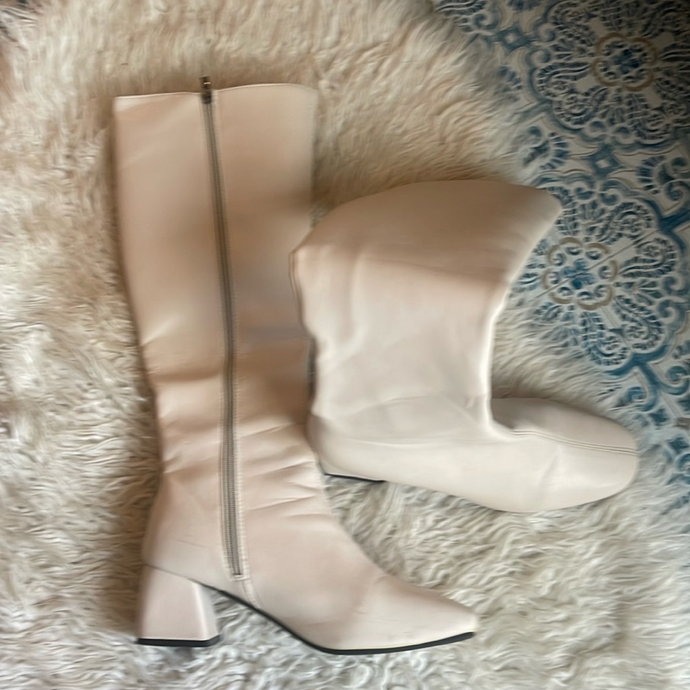Cream 60s go-go boots